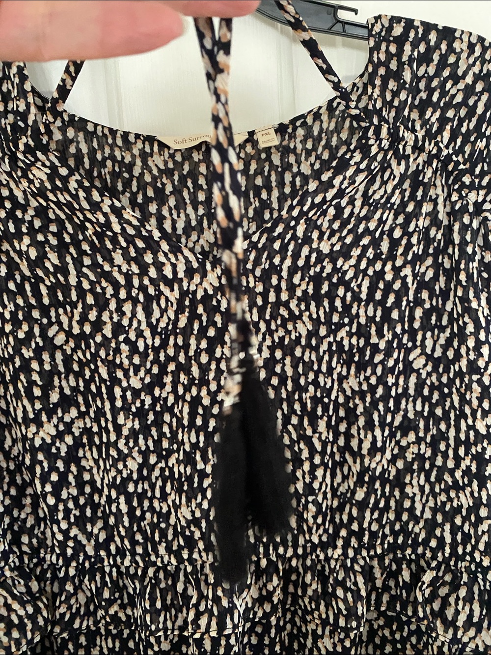 Soft Surroundings Black and Cream Printed Midi Dress - Picture 3 of 5